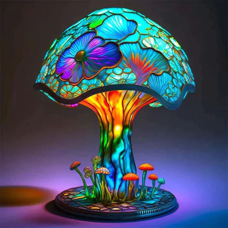 AA NOT AVAIALBLE -Zachwycająca lampa stołowa z witrażem - DreamGlow-Kwiat lotosu-Trend Polska