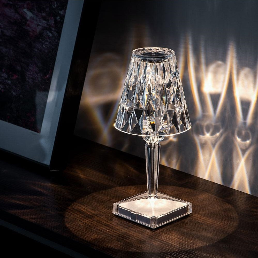 AA OUT OF STOCK Lampa stołowa kryształowa z dotykowym sterowaniem - LumeCrystal-Przezroczysty-Trend Polska
