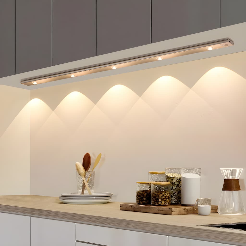 Bezprzewodowy panel LED z czujnikiem ruchu - LumiSense-Srebrny-20cm-Trend Polska