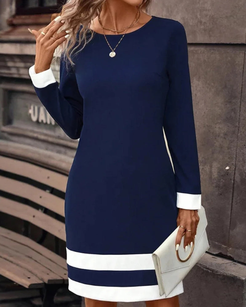 Elegancka ciemnoniebieska sukienka damska o klasycznej sylwetce – Aurelia-S-Trend Polska