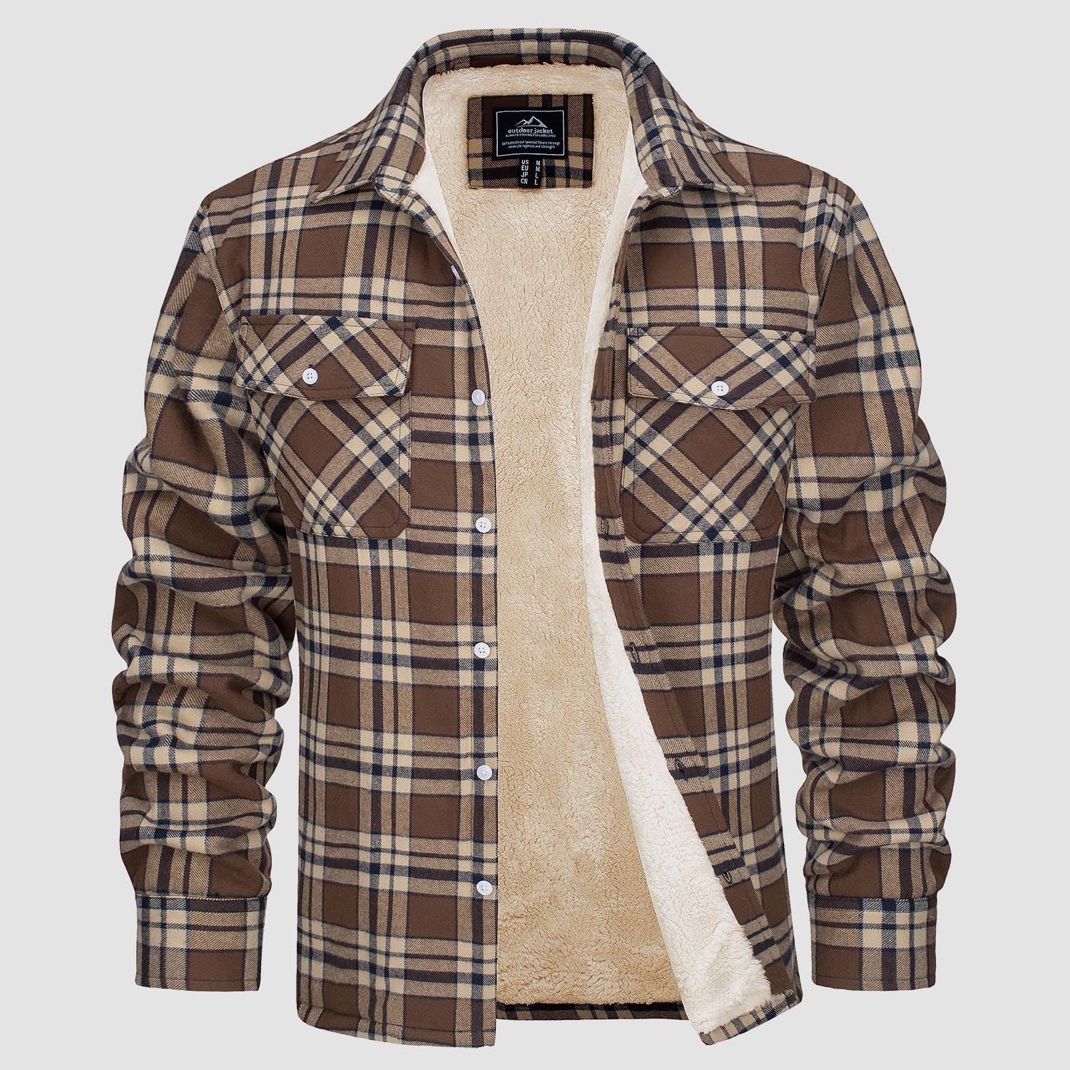 Komfortowy Fleece Koszula - Ruben-Brązowy-S-Trend Polska