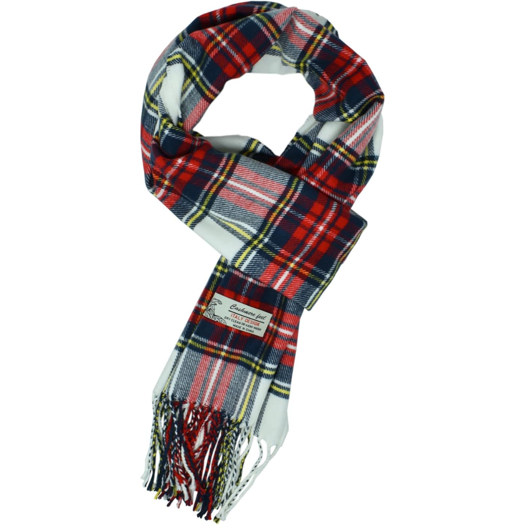Szkocki szal zimowy w kratę Stewart – Ewan-Biały tartan Stewart-Trend Polska