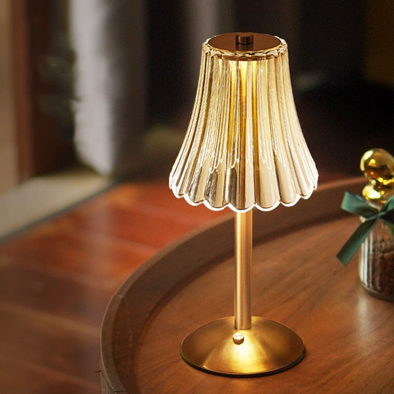 Złota Kryształowa Lampa Stołowa - Aurora Luxe-Klasyczny-Trend Polska