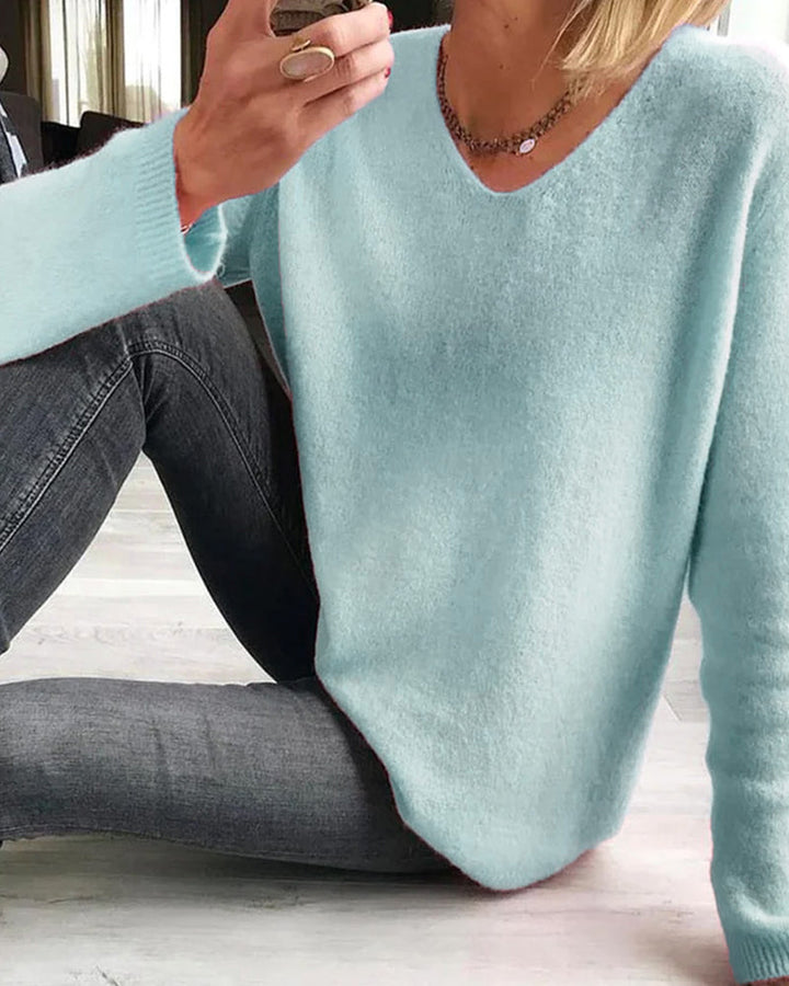 Casualowy Gładki Sweter Damski – Sophie