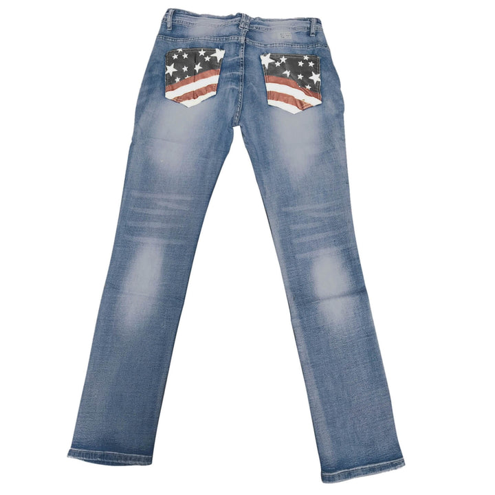Damskie dżinsy bootcut z detalami w flagi – Madison