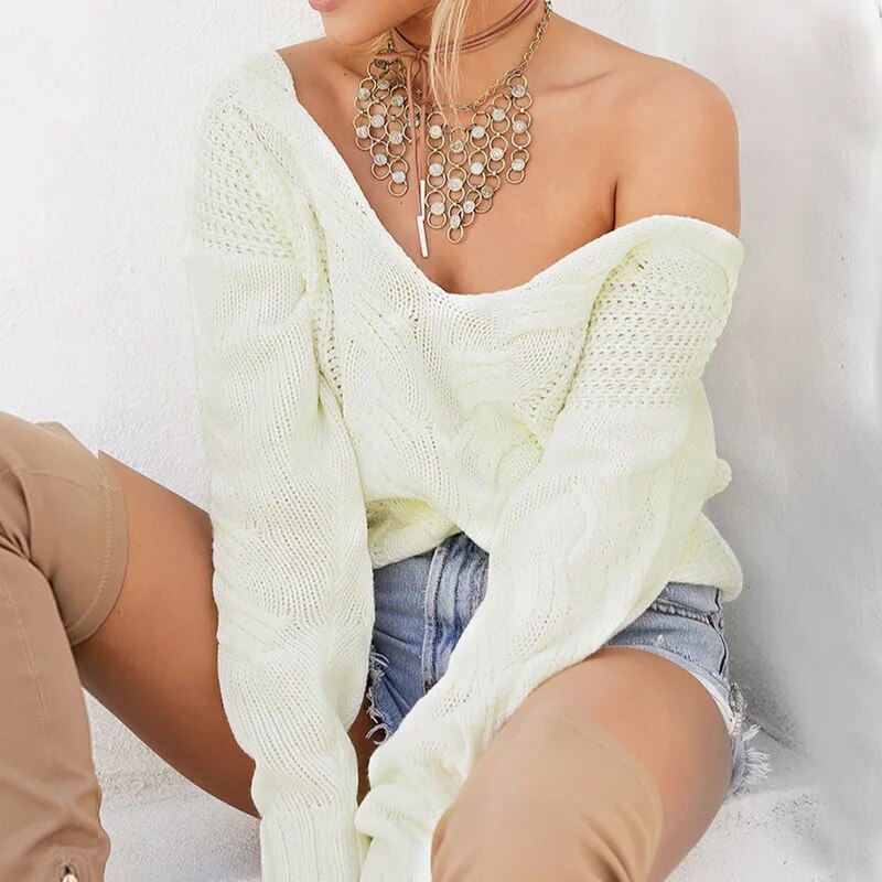 Damski oversize sweter z długim rękawem – Thalia