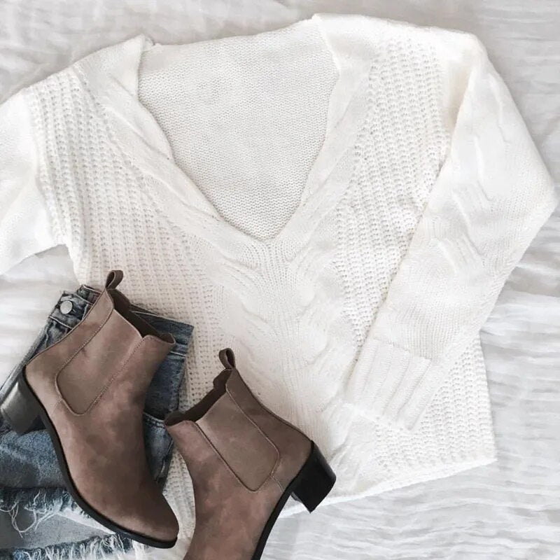 Damski oversize sweter z długim rękawem – Thalia