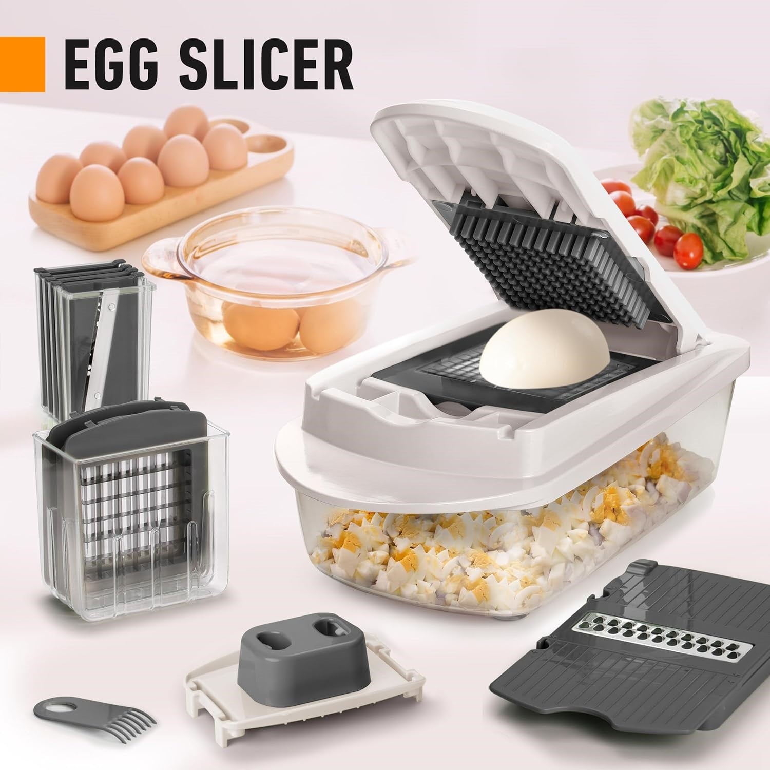 10-w-1 Slicer warzyw z 8 nożami – Szybsze krojenie, siekanie i tarcie!-Szary-Trend Polska