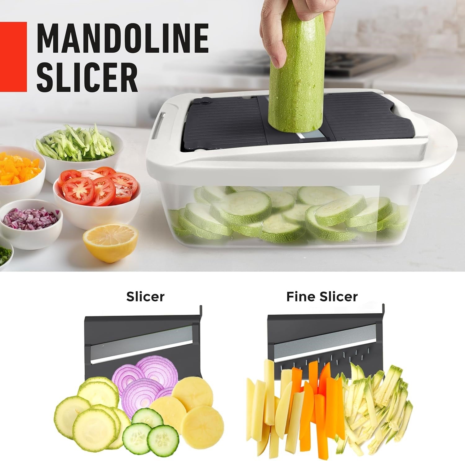 10-w-1 Slicer warzyw z 8 nożami – Szybsze krojenie, siekanie i tarcie!-Szary-Trend Polska