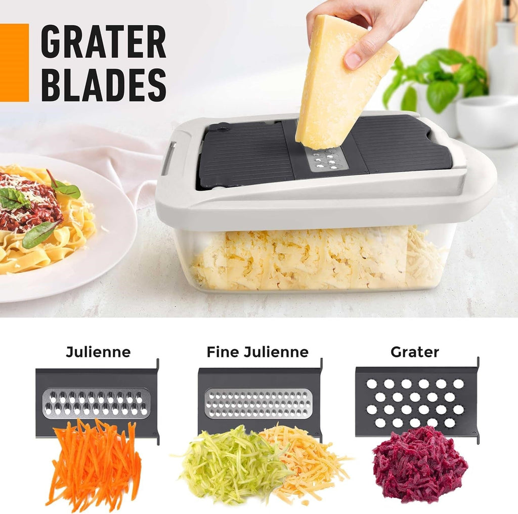 10-w-1 Slicer warzyw z 8 nożami – Szybsze krojenie, siekanie i tarcie!-Szary-Trend Polska