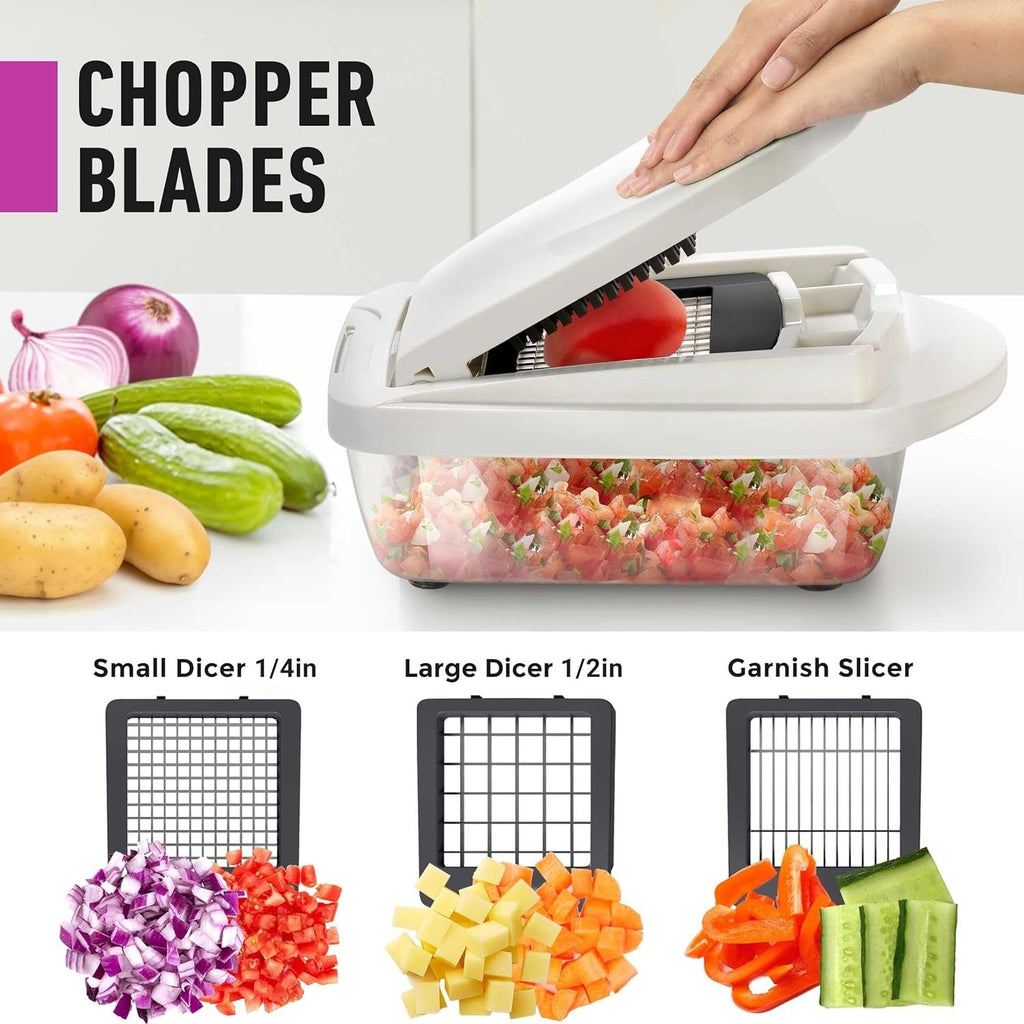10-w-1 Slicer warzyw z 8 nożami – Szybsze krojenie, siekanie i tarcie!-Szary-Trend Polska