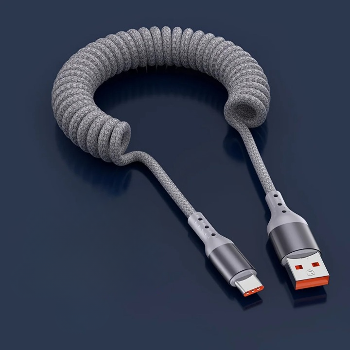 100W USB-C Spring Charging Cable with High-Speed Data Transfer – Buy 1, Get 1 FREE-B USB TO C-State of Style