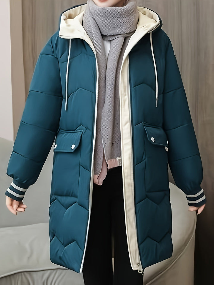 Ciepła pikowana hoodie z zamkiem - Valencia