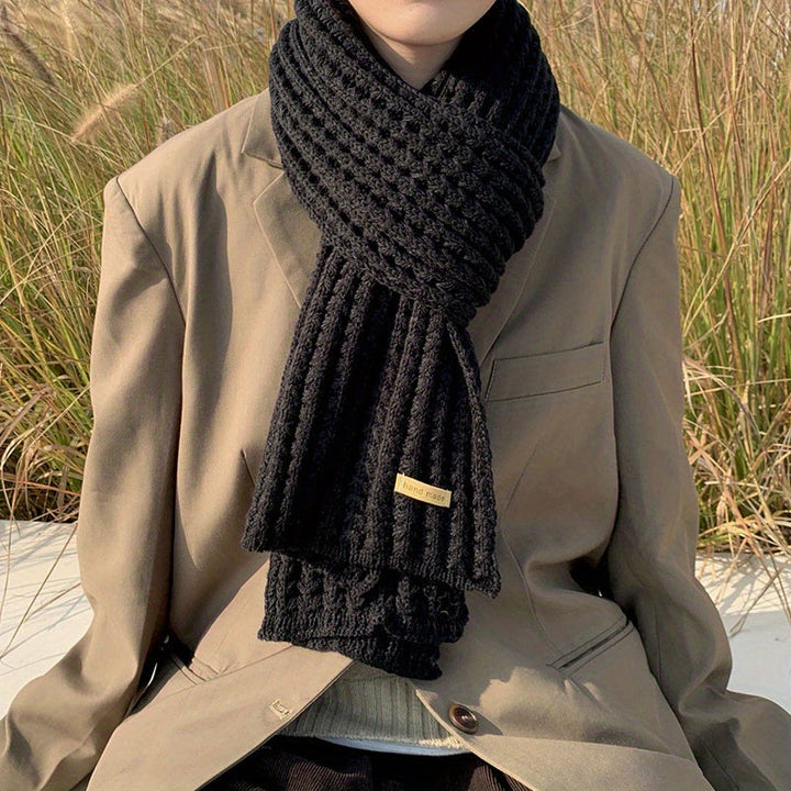 Unisex dzianinowy szal z geometrycznym wzorem – Matteo