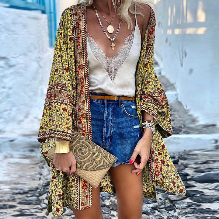 Modna boho sweter damski z wzorem – Elara