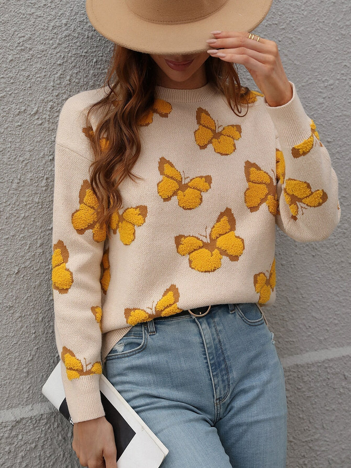 Sweter damski z wzorem motyla – Liora