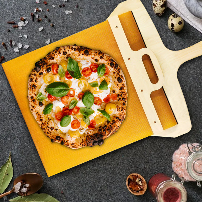 Przesuwana łopatka do pizzy z drewna brzozowego z mechanizmem przesuwu – Fornello