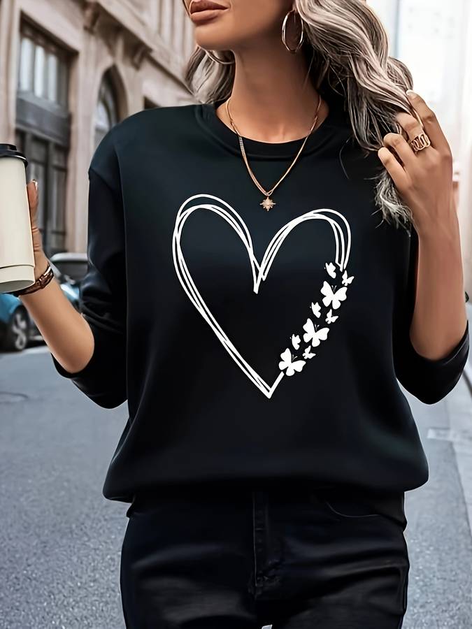 Damski sweter z nadrukiem serca – Bonny