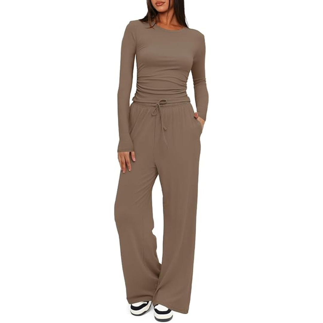 2-częściowy zestaw do lounge dla pań - Lieke-Khaki-74 cm-XS-Trend Polska