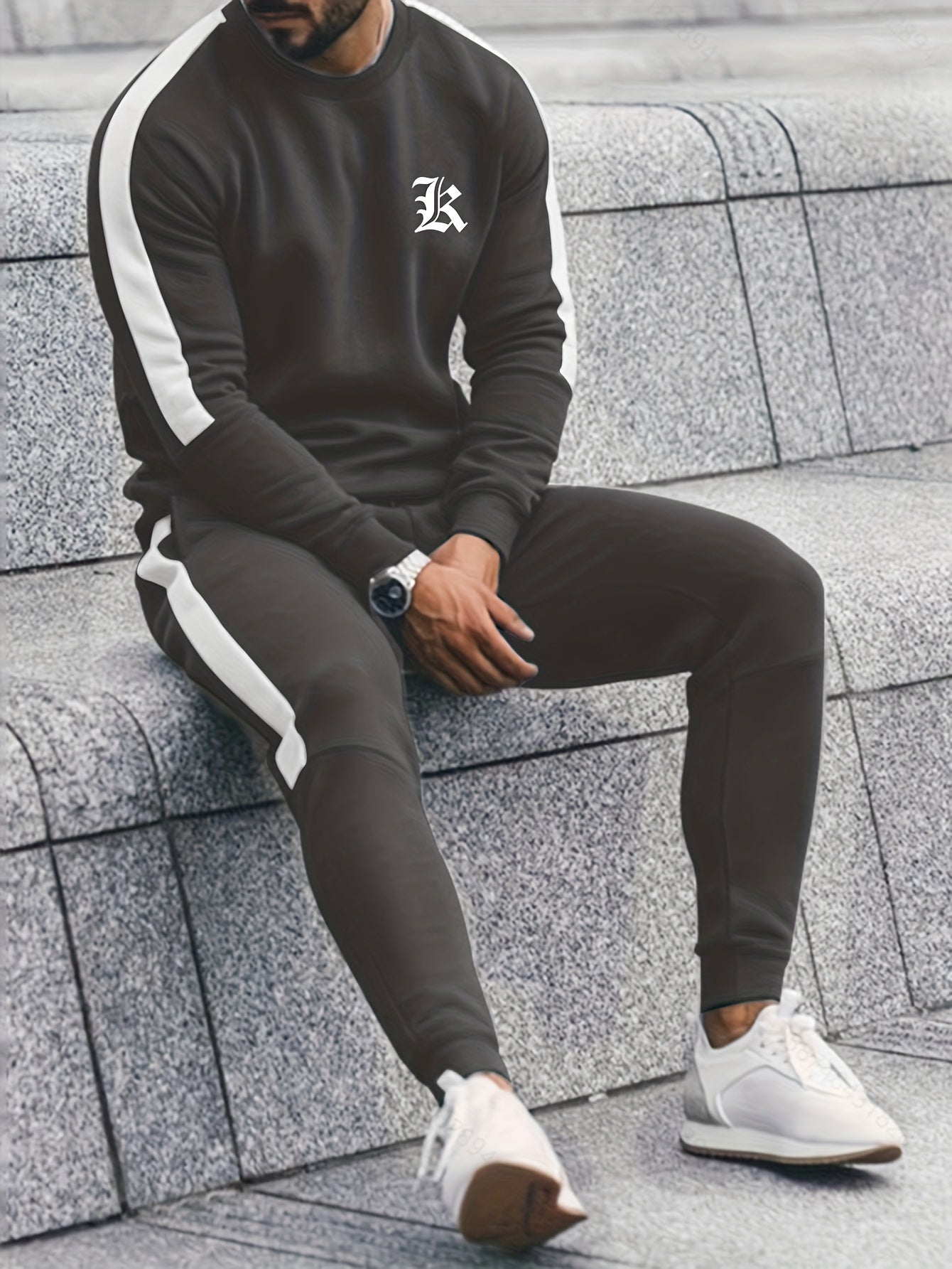 2-częściowy zestaw sportowy Color Block - Elias-Antracyt-S-Trend Polska