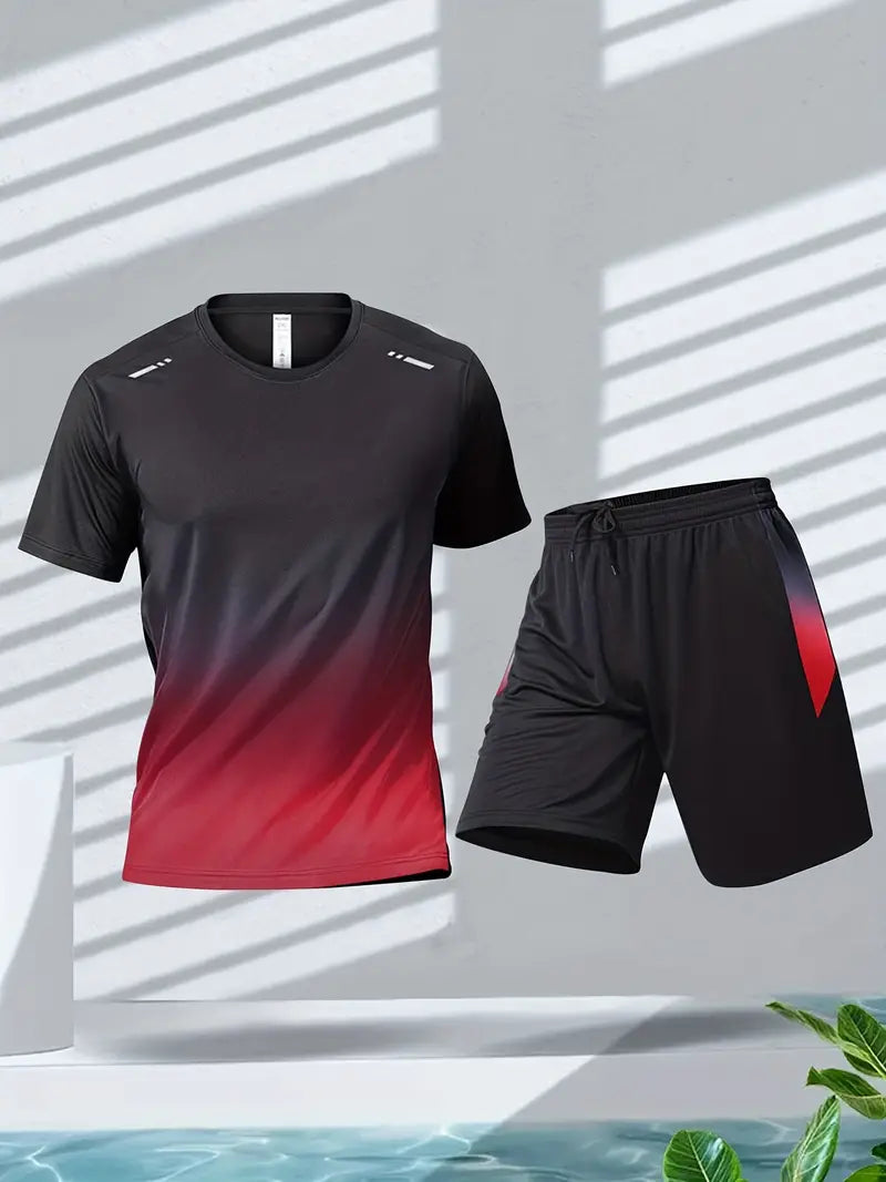 2-częściowy zestaw sportowy dla mężczyzn - ActiveMax-Czarny-czerwony-M-Trend Polska