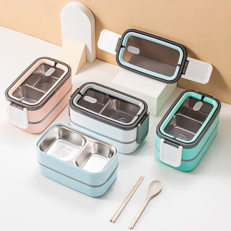 2-warstwowa stal nierdzewna Bento Lunchbox - MealMate-Biały-Trend Polska
