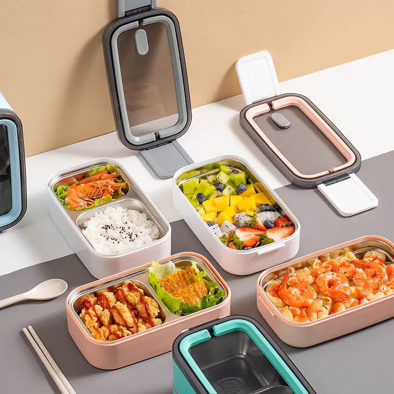 2-warstwowa stal nierdzewna Bento Lunchbox - MealMate-Biały-Trend Polska