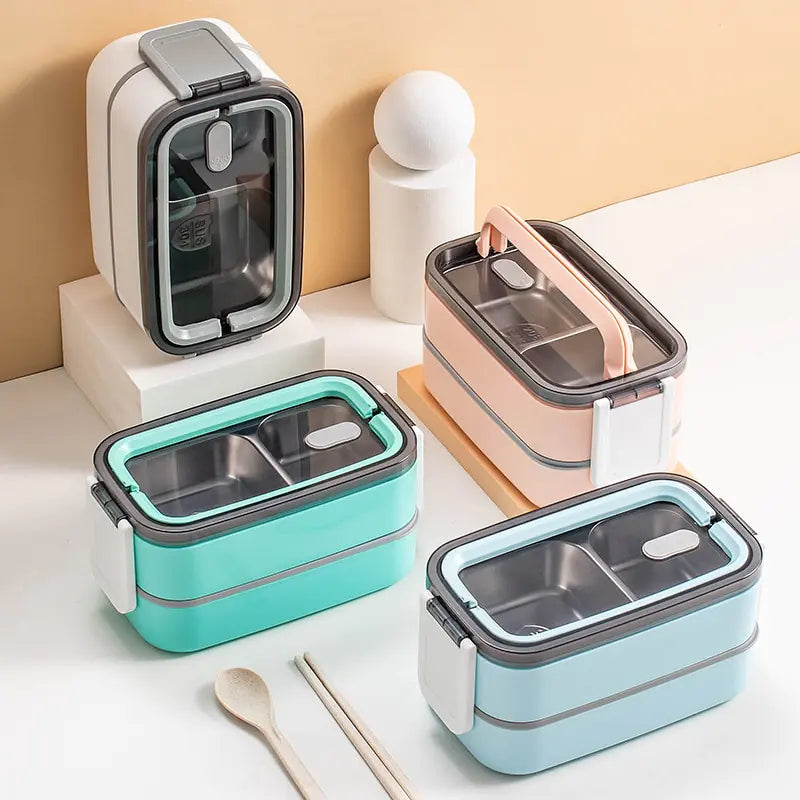 2-warstwowa stal nierdzewna Bento Lunchbox - MealMate-Biały-Trend Polska