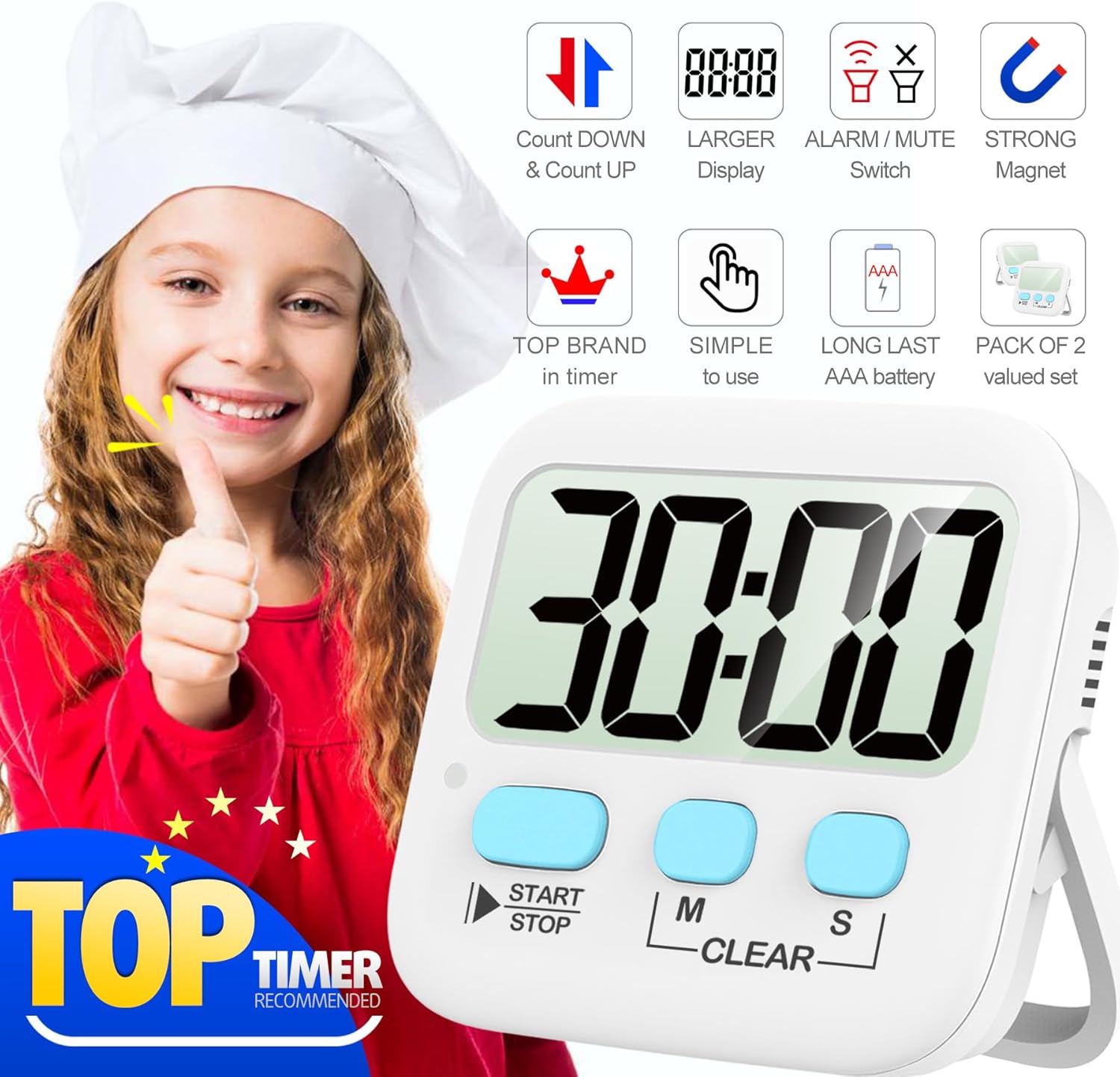 2-Zestaw Cyfrowe Timery Kuchenne - KitchenTick-Biały-Trend Polska