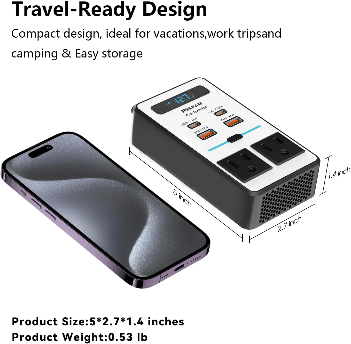 200W Auto Inwerter – DC 12V na 220V AC z USB-C i szybkim ładowaniem-200W-Trend Polska