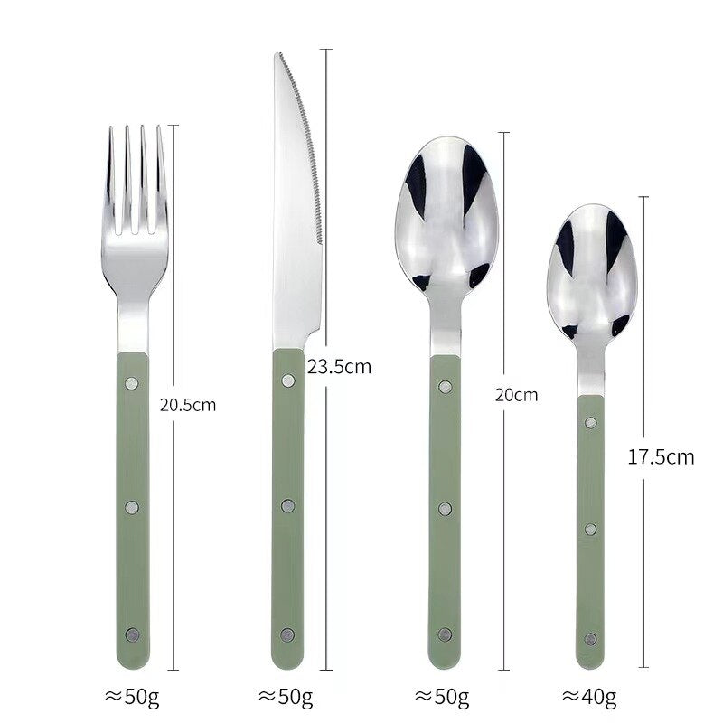 24-częściowy zestaw sztućców ze stali nierdzewnej z grawerowanym wzorem - BistroLine-Czarny-Trend Polska