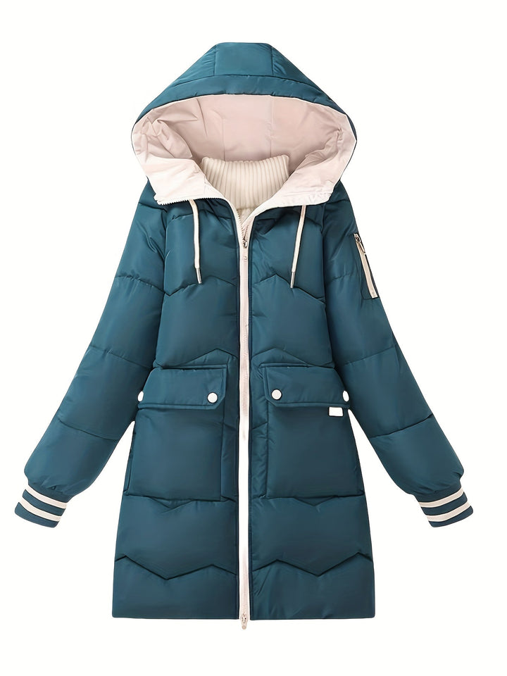 Ciepła pikowana hoodie z zamkiem - Valencia