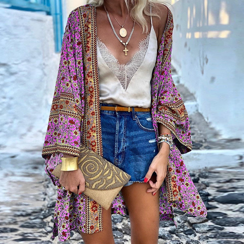 Modna boho sweter damski z wzorem – Elara