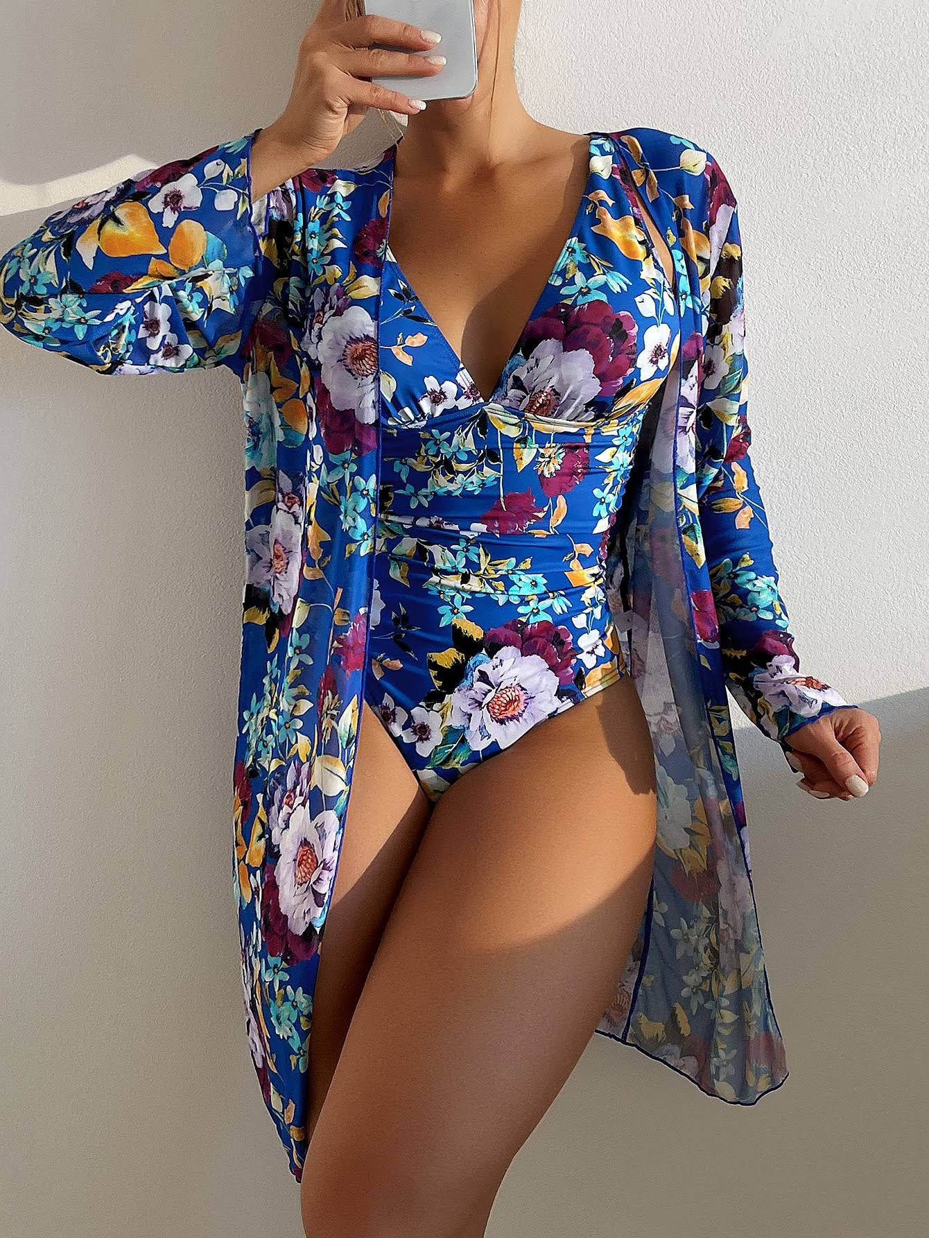 3-częściowy niebieski zestaw bikini z efektownym krojem - Marisse-S-Trend Polska