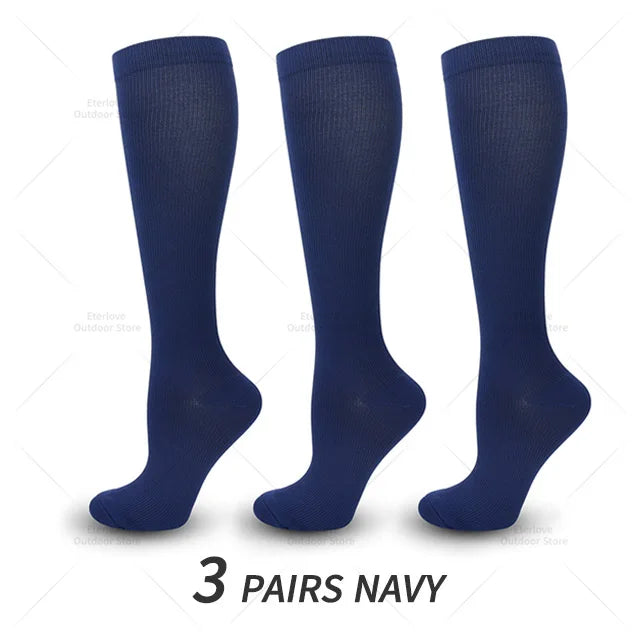 3 pary skarpet uciskowych do kolan - FitSupport-3 pary niebieskie-S-M (EU 35-38)-Trend Polska