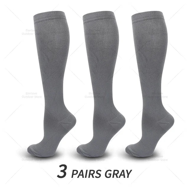 3 pary skarpet uciskowych do kolan - FitSupport-3 pary szare-S-M (EU 35-38)-Trend Polska