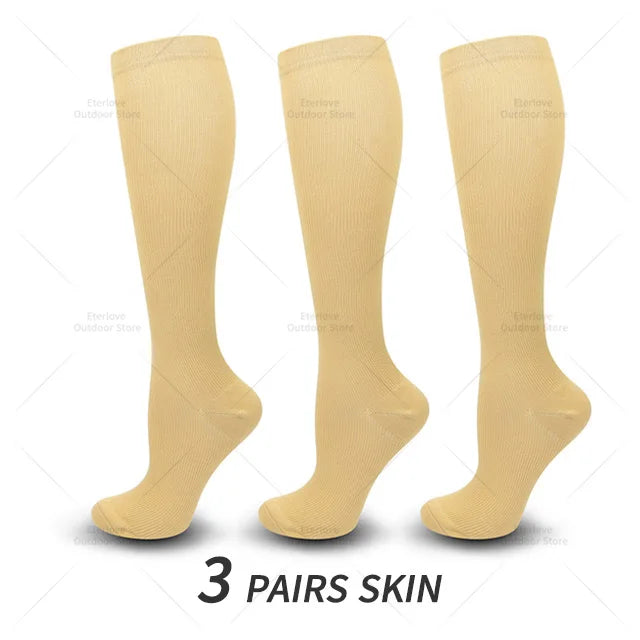 3 pary skarpet uciskowych do kolan - FitSupport-3 pary w kolorze skóry-S-M (EU 35-38)-Trend Polska