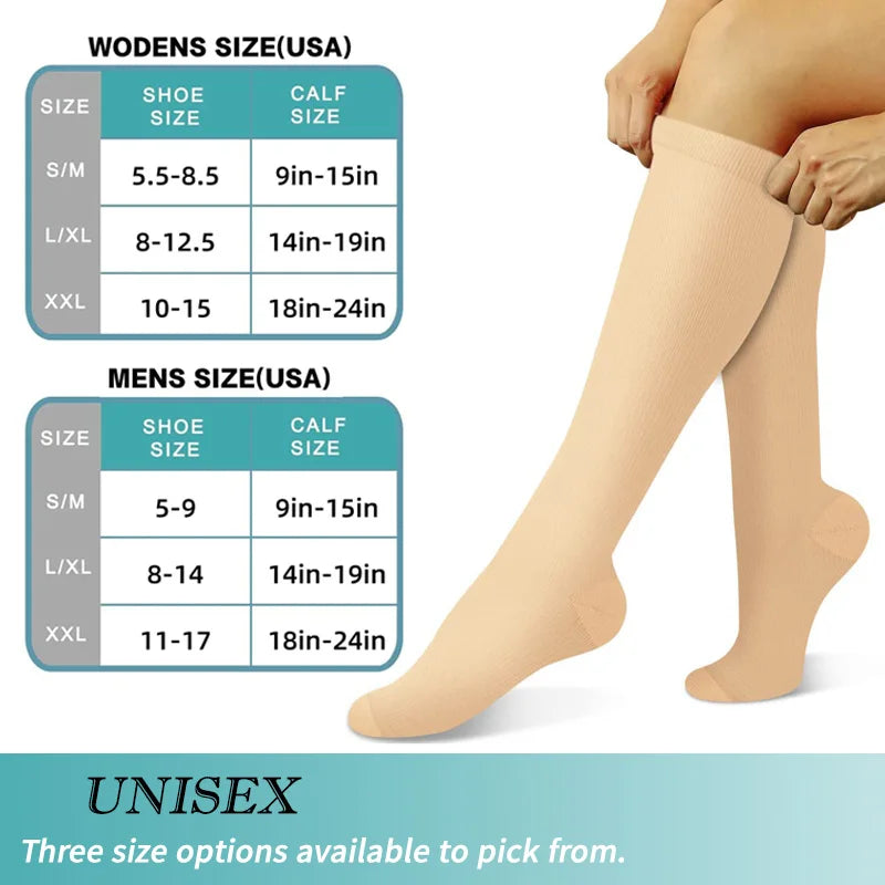 3 pary skarpet uciskowych do kolan - FitSupport-3 pary szare-S-M (EU 35-38)-Trend Polska