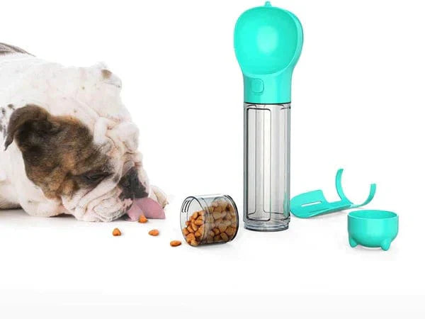3-w-1 Butelka na napoje dla psów - AdventureBuddy-Niebieski-300ml + Pudełko na jedzenie-Trend Polska