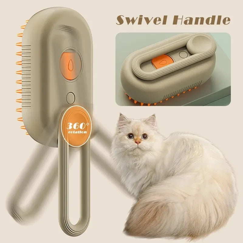 3-w-1 Elektryczna szczotka parowa do zwierząt - SteamPet-Khaki-Trend Polska