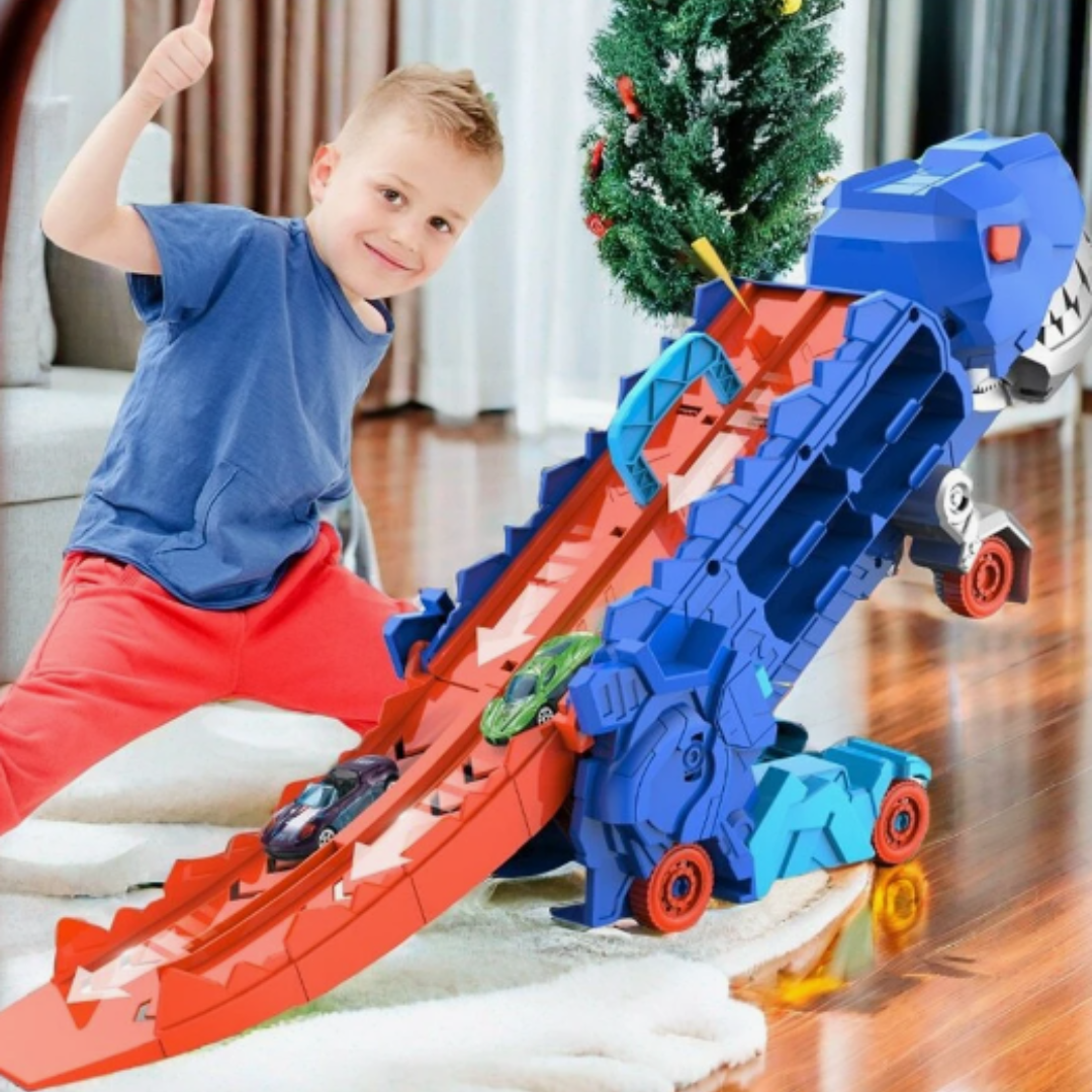 3-w-1 Wyścigowy Truck dla Dzieci - Transporter T-Rex-Z 4 samochodami-Trend Polska