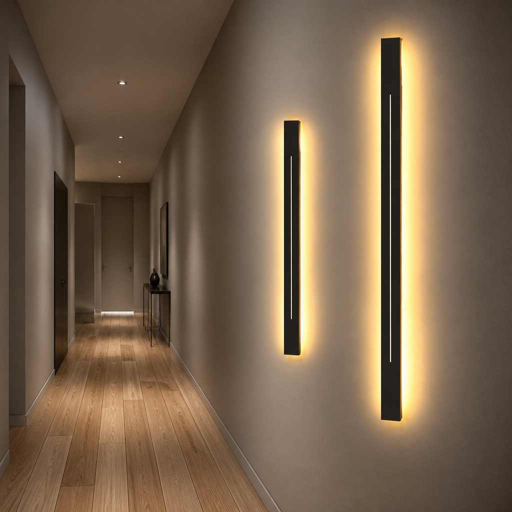 Designerska Lampa Ścienna LED – Linia Złota – Goldline