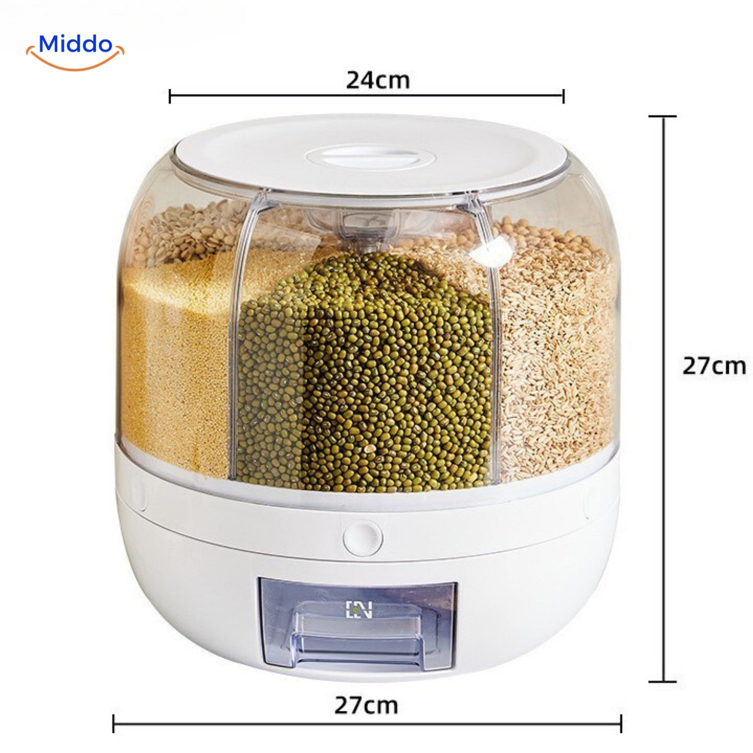 360° Rotejna Podajnik Zboża - SpinStore GrainKeeper-Biały-24 cm Ø-Trend Polska