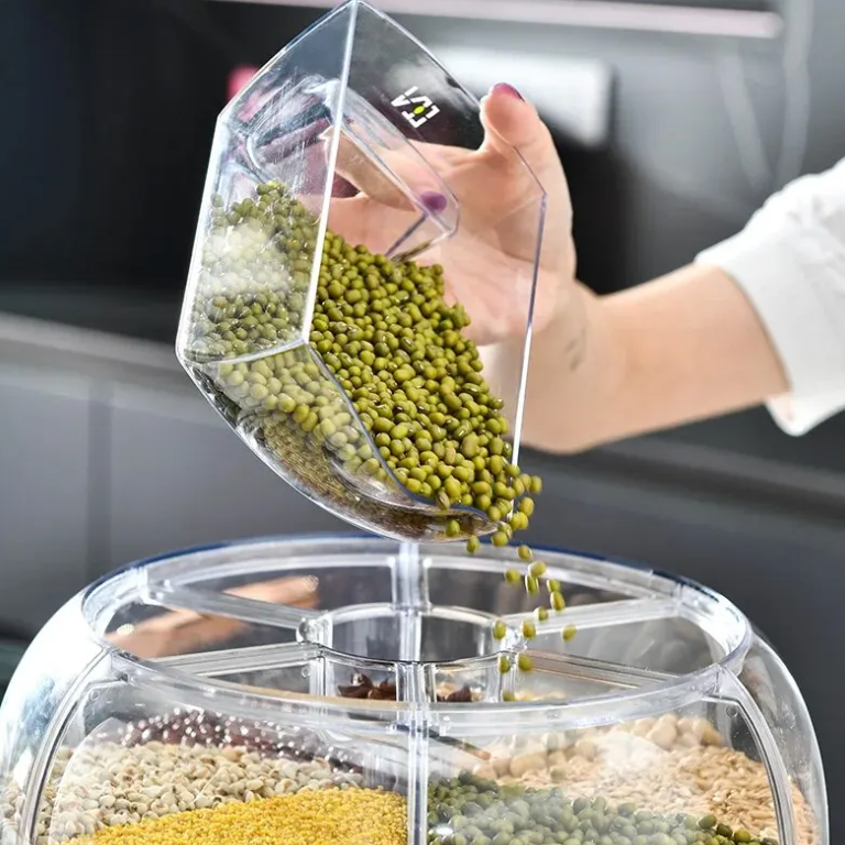 360° Rotejna Podajnik Zboża - SpinStore GrainKeeper-Biały-24 cm Ø-Trend Polska