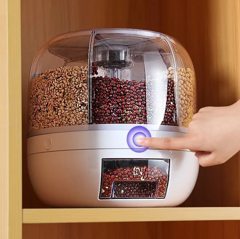 360° Rotejna Podajnik Zboża - SpinStore GrainKeeper-Biały-24 cm Ø-Trend Polska
