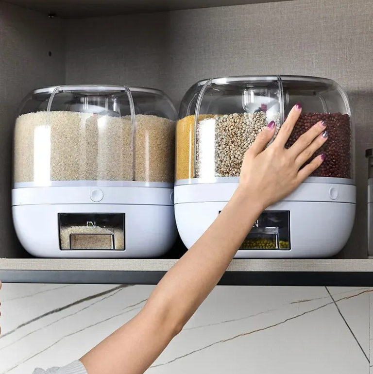 360° Rotejna Podajnik Zboża - SpinStore GrainKeeper-Biały-24 cm Ø-Trend Polska