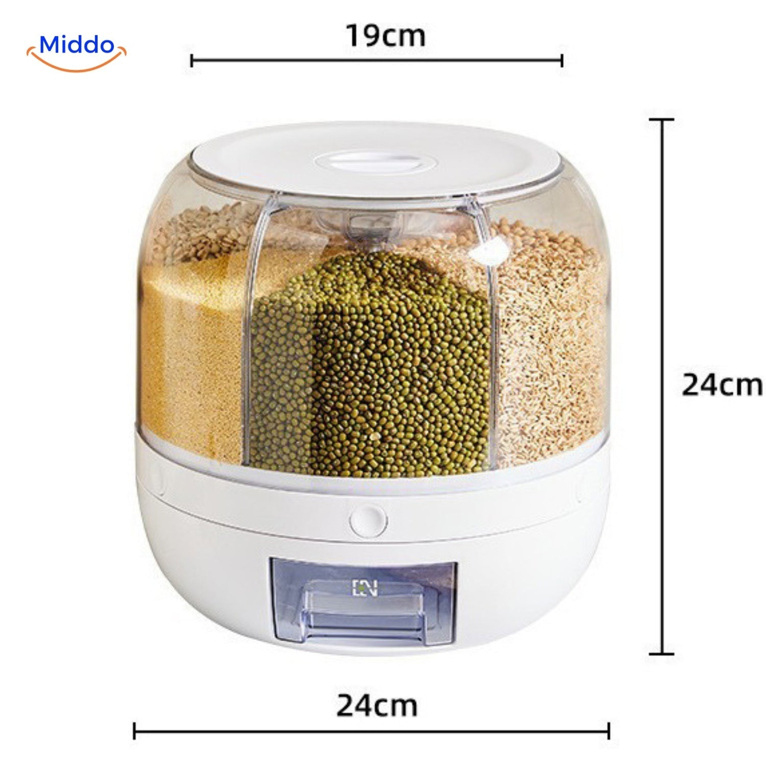 360° Rotejna Podajnik Zboża - SpinStore GrainKeeper-Biały-24 cm Ø-Trend Polska