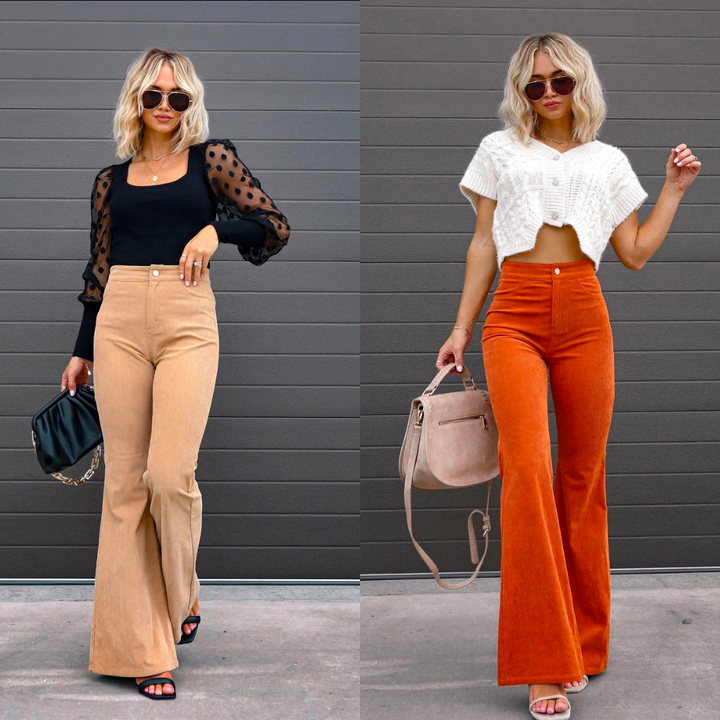 Damskie spodnie typu culottes z organicznego kordu z wysokim stanem – Elegance Spice
