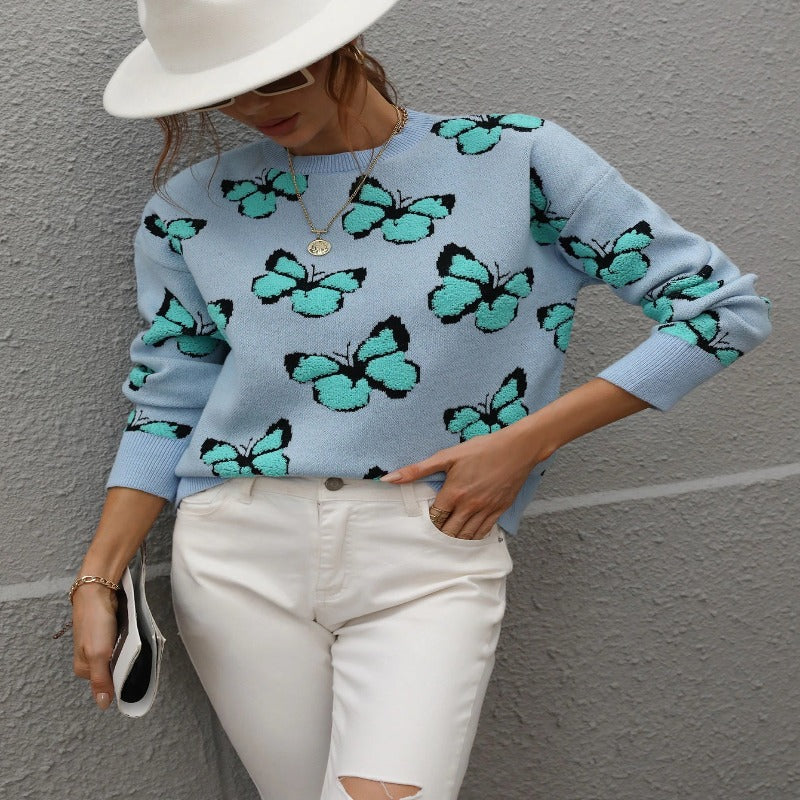 Sweter damski z wzorem motyla – Liora