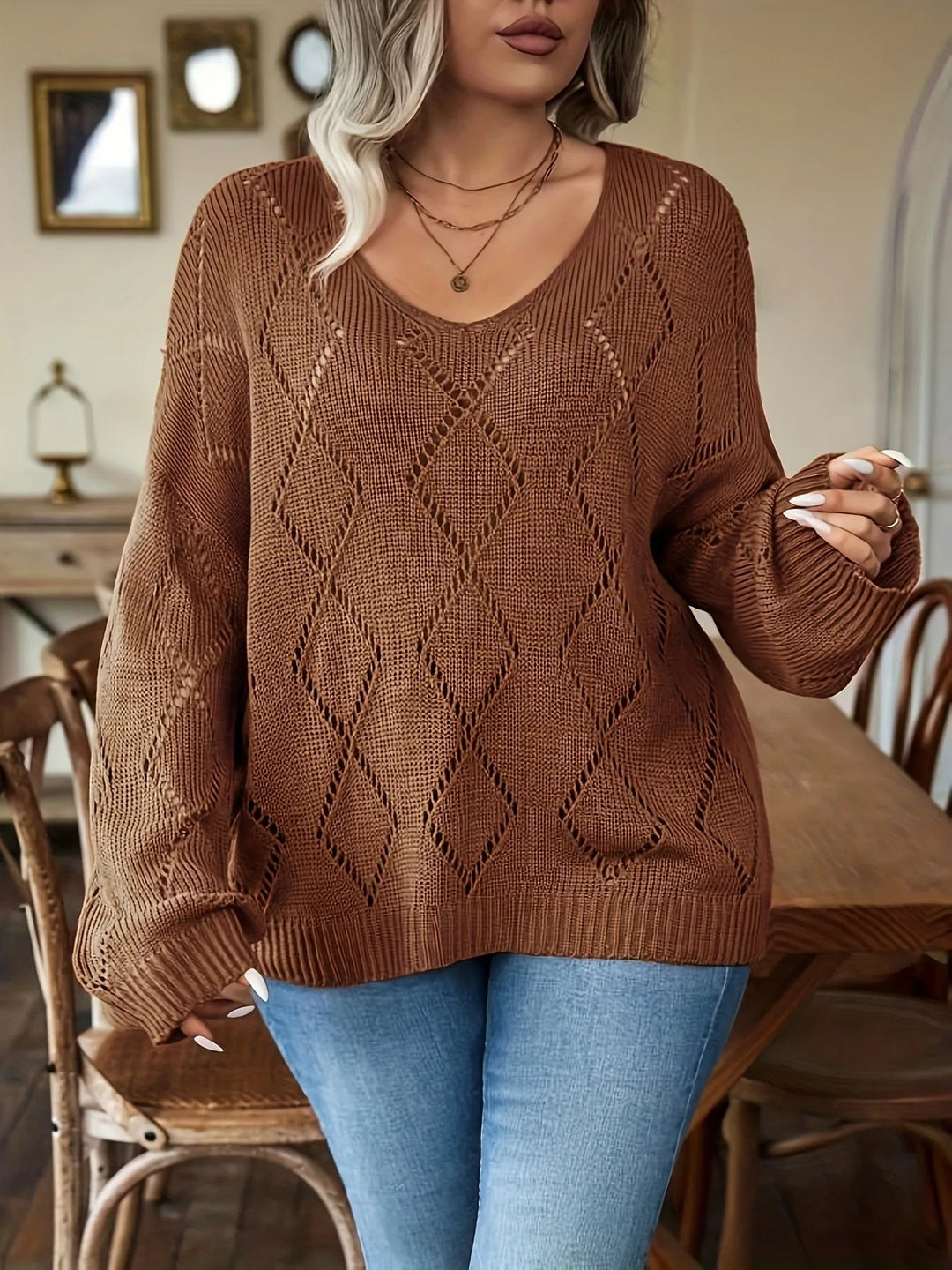 Damski oversize sweter w rozmiarze plus – Marietta